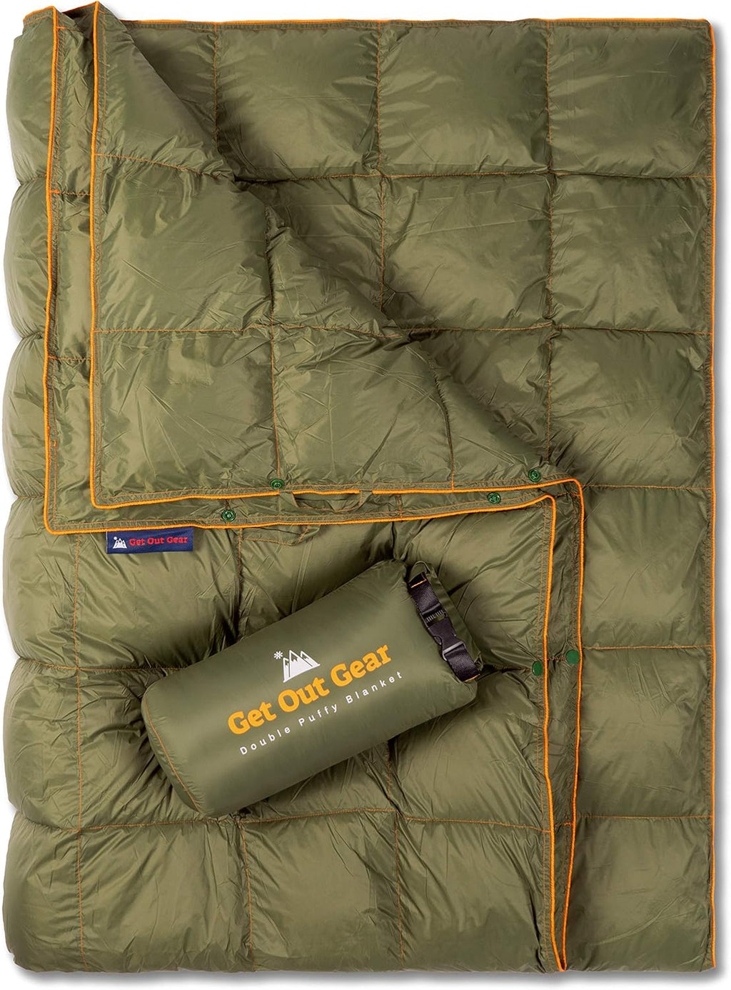 Double Puffy Camping Blanket Water-Resistant Camp Quilt Blue Red O2097