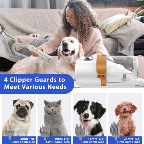 Pet Grooming Kit with 4 Hair Clipper Combs, 2.5L Vacuum Cleaner, and 7 Pet Grooming Tools V463