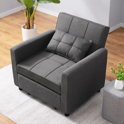 Dark Grey 3-in-1 Folding Futon Sofa Bed W7925