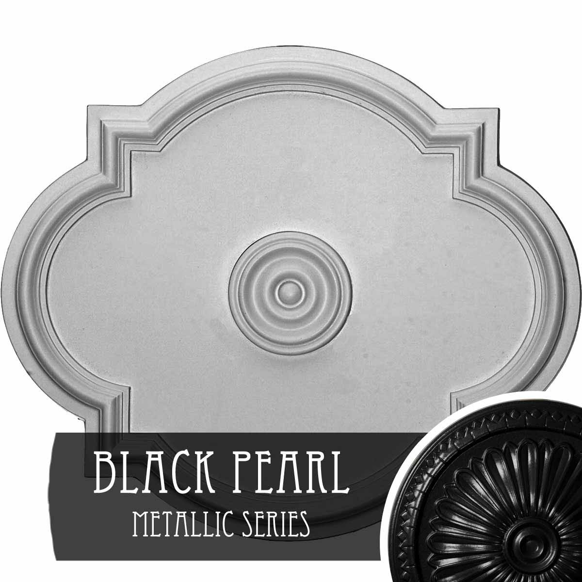 24 inchw x 20 1/2 inchh x 1 1/8 inchp Hand-Painted Black Pearl Ceiling Medallion E10984
