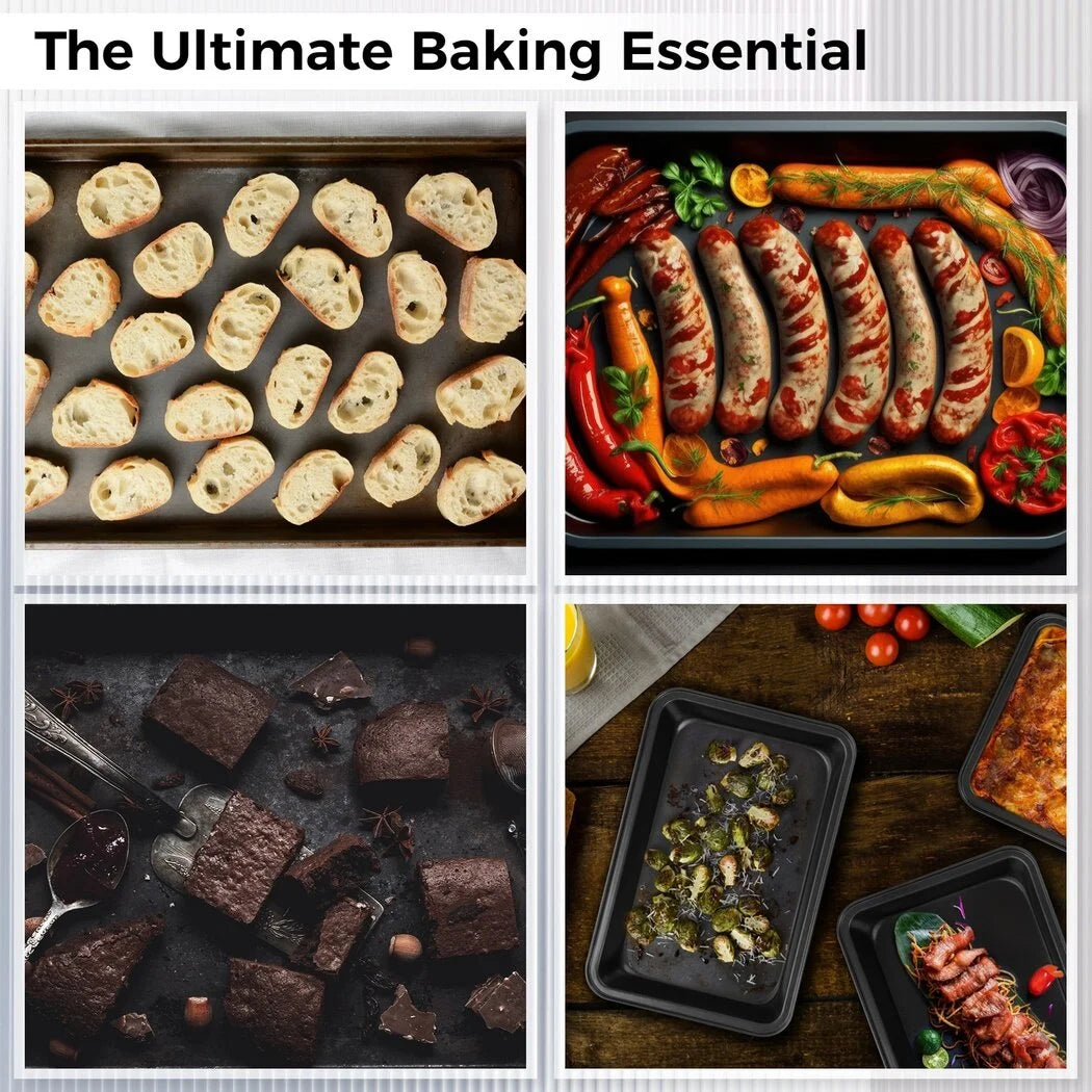 3 PCS Non-Stick Carbon Steel Baking Trays Set F3924