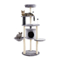 Grey Small Cat Tree Tower with Scratching Post and Plush Perch Bed I753988