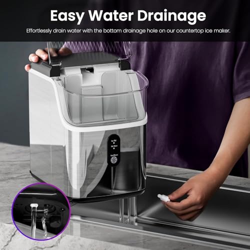 Black Portable Ice Maker Machine with Self-Cleaning Function O598149