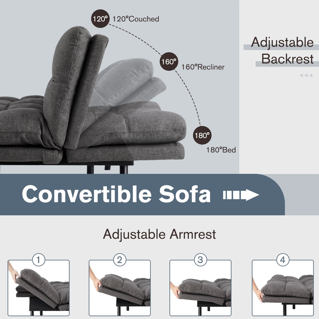 Gray Memory Foam Futon Sofa Bed M730927
