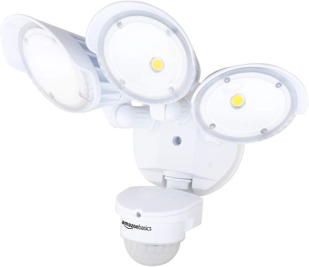 60W Waterproof LED Outdoor Motion Sensor Security Light with 3 Adjustable Heads, White U9122