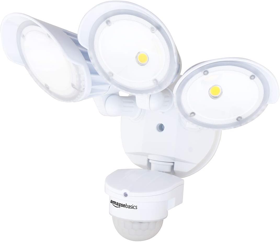 60W Waterproof LED Outdoor Motion Sensor Security Light with 3 Adjustable Heads, White U9122