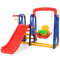 Toddler Long Slide Set, 3-in-1 Large Climber Playset with Basketball Hoop, Stairs, Thickened Panel, Playground Swing M665