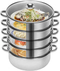 5 Tier 10inch Stainless Steel Steamer Pot with Glass Lid Z240