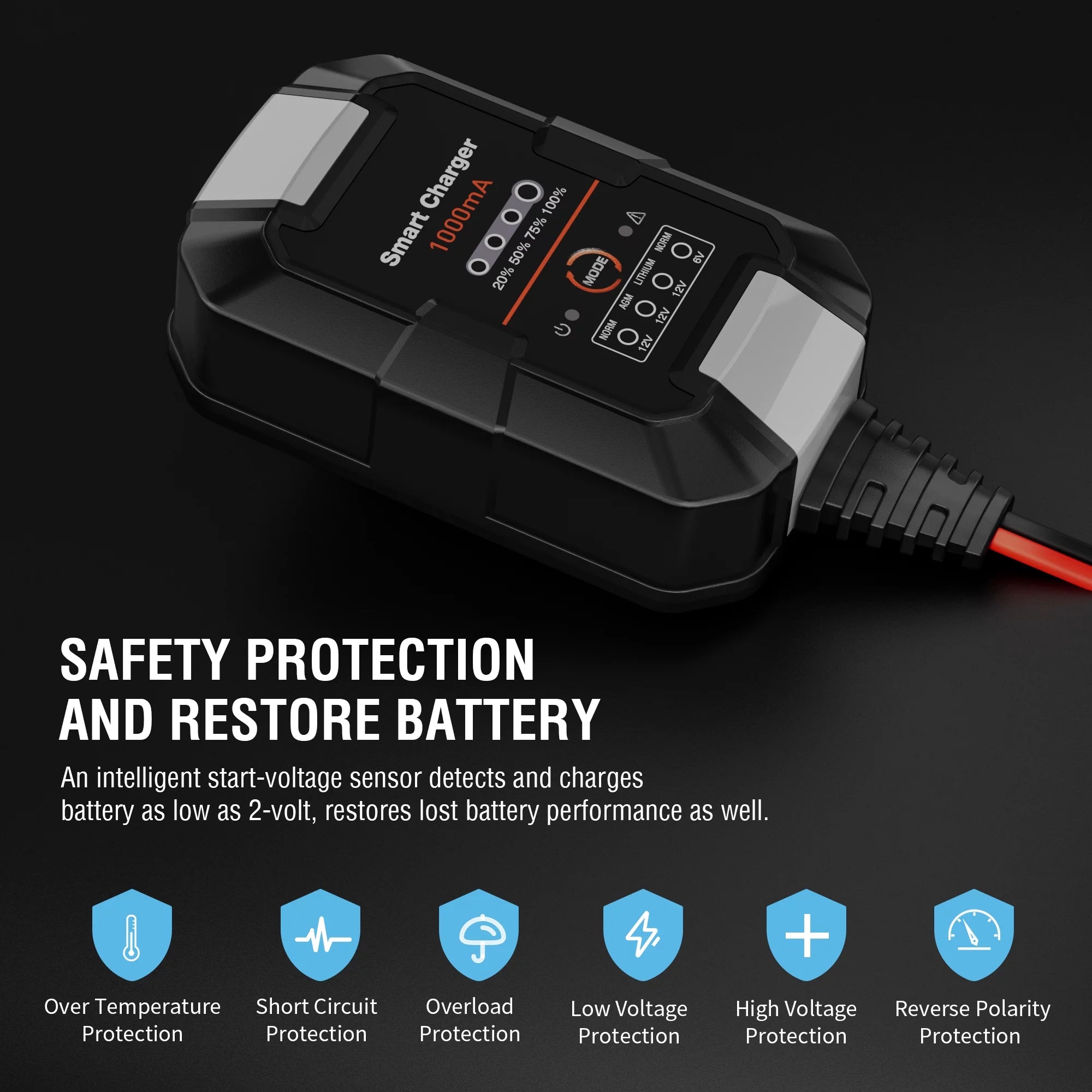 6V/12V 1A Trickle Charger Battery Maintainer K9488