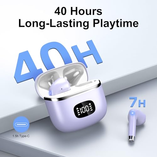 Blue Wireless Earbuds with LED Power Display IPX7 Waterproof V53430