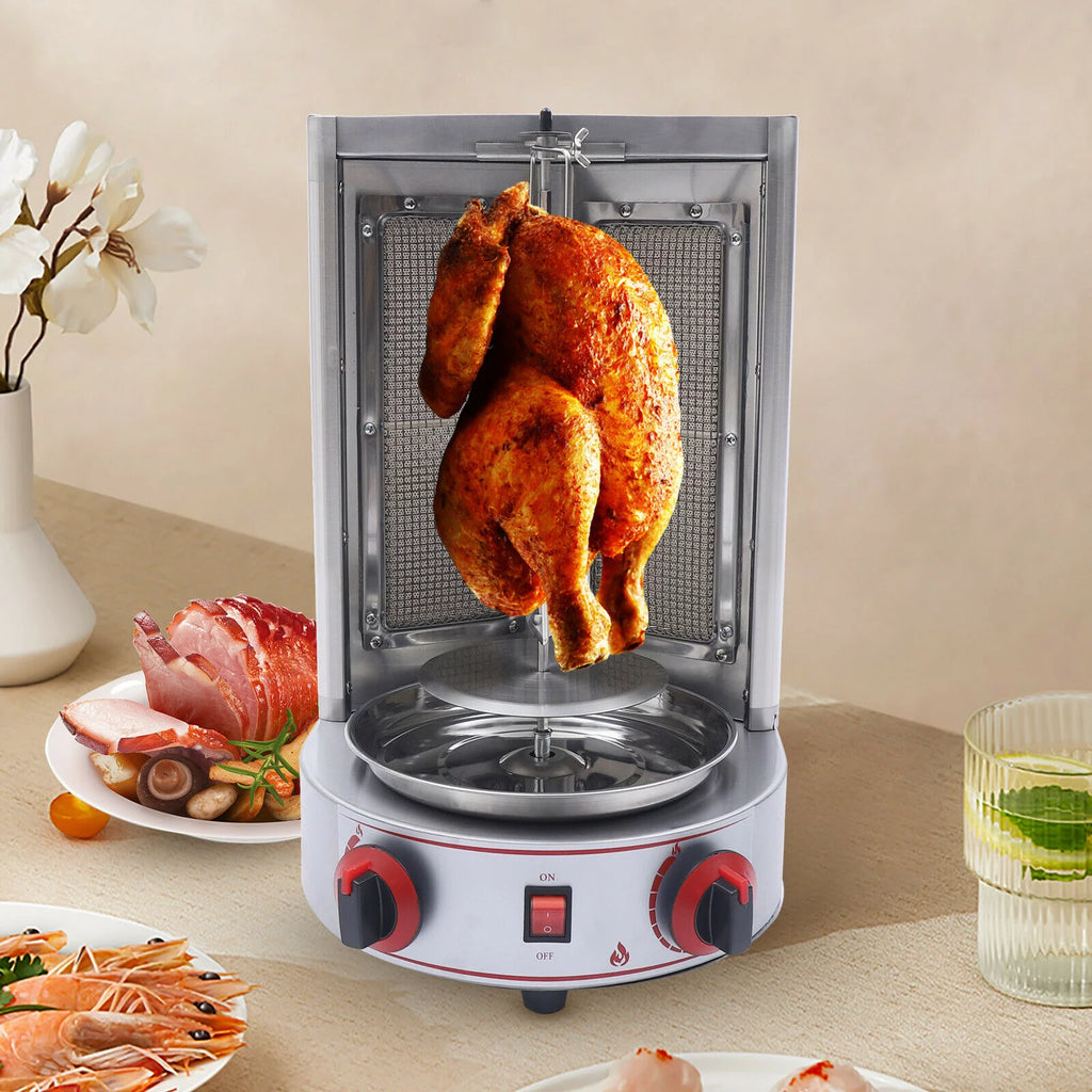 Vertical Gas Broiler Shawarma Machine Doner Kebab Gyro Grill Rotisserie Machine 3KW Silver S5138