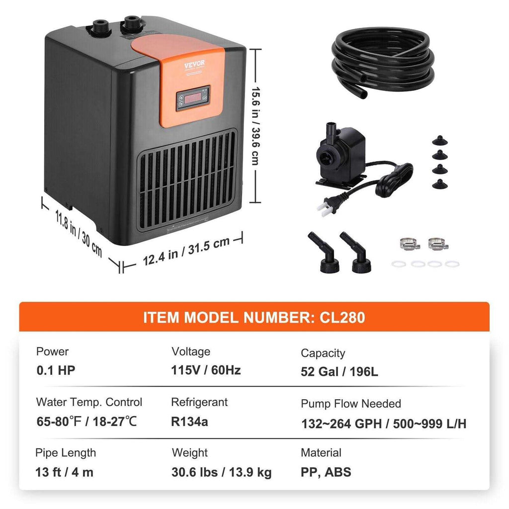52 Gal 1/10 HP Hydroponic Water Chiller S2268