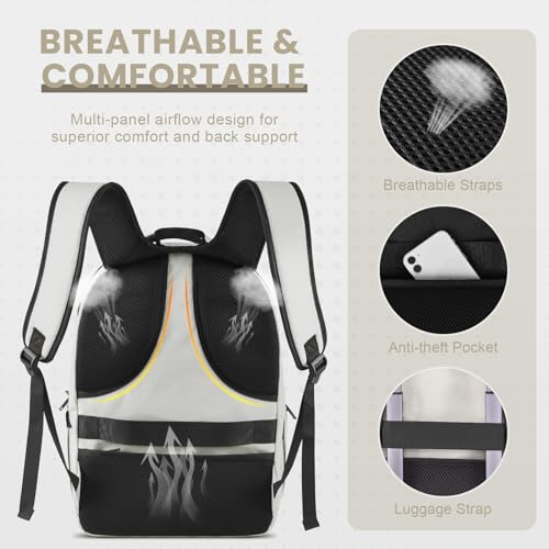 17 Inch Grey Water Resistant Travel Laptop Backpack with USB Charger Hole & Luggage Sleeve Q372