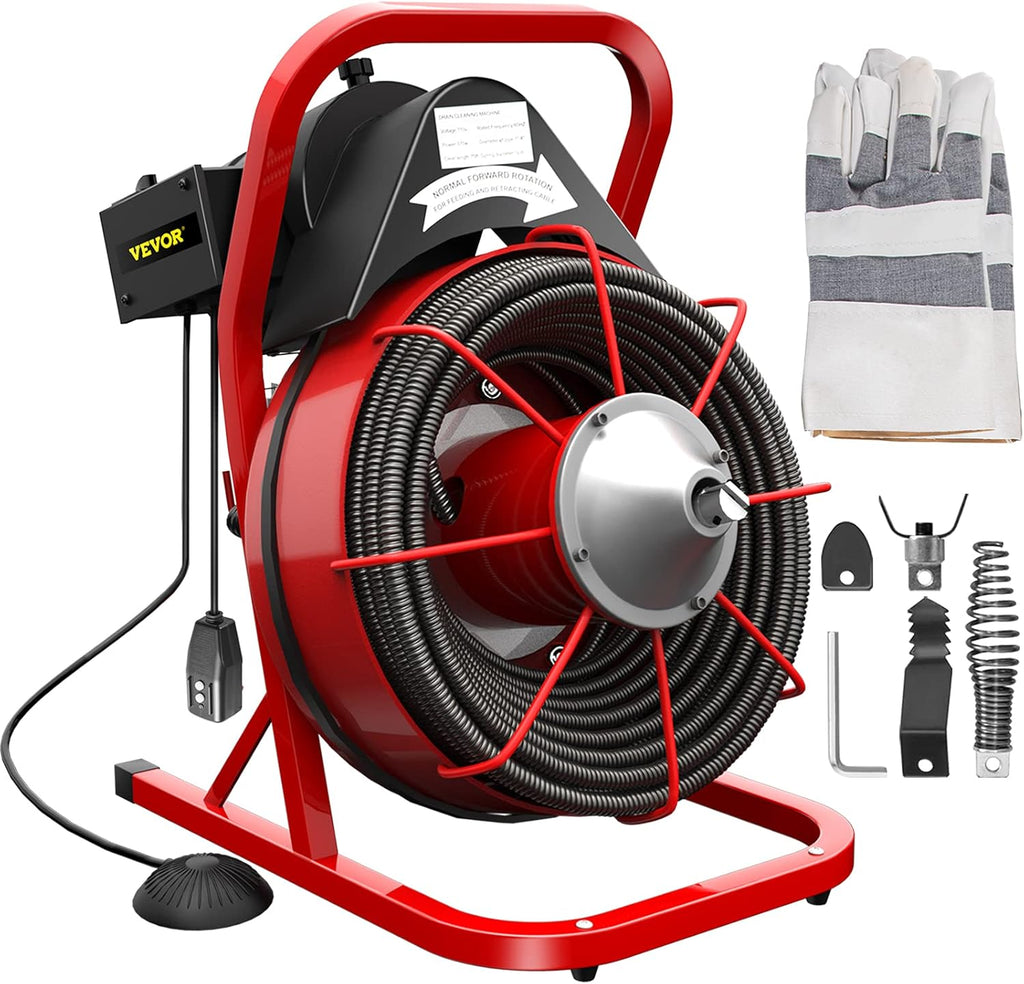 75Ft x 1/2Inch Drain Cleaner Machine with 2" Spiral Cutter R7765