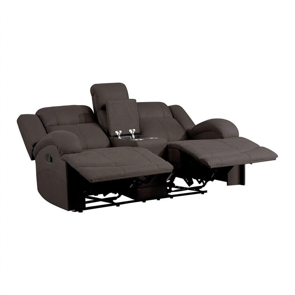 Chocolate Microfiber 2-Piece Manual Reclining Sofa Set M1767