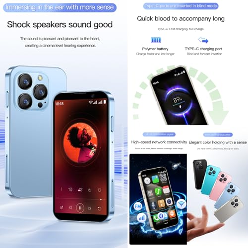 3G Mini Smartphone 3.0 Inch Android 8.1 Dual Sim 2GB RAM 16GB ROM Light Blue Z18219