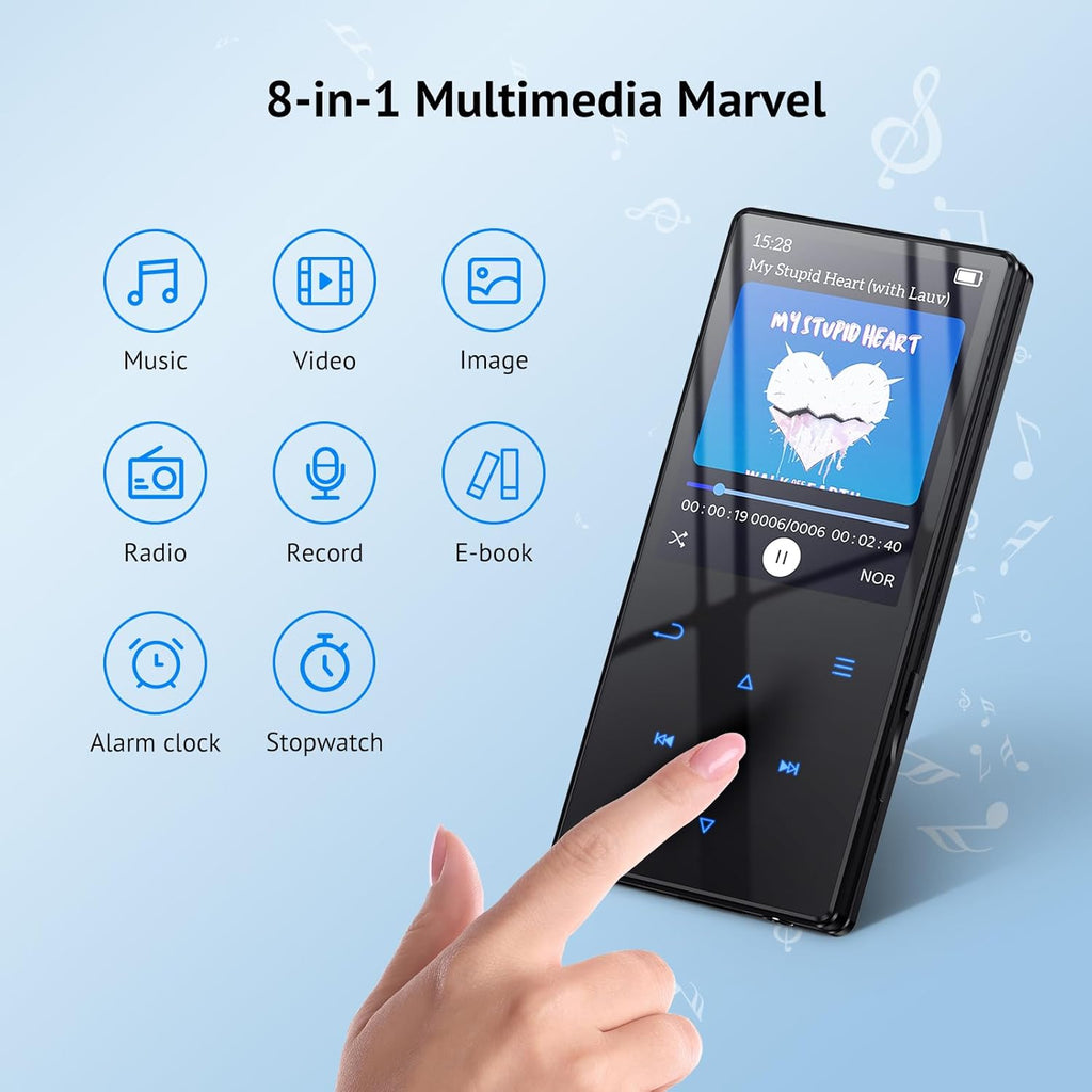 64GB Bluetooth 5.3 MP3 Player with HD Speaker and 2.4" Screen L615