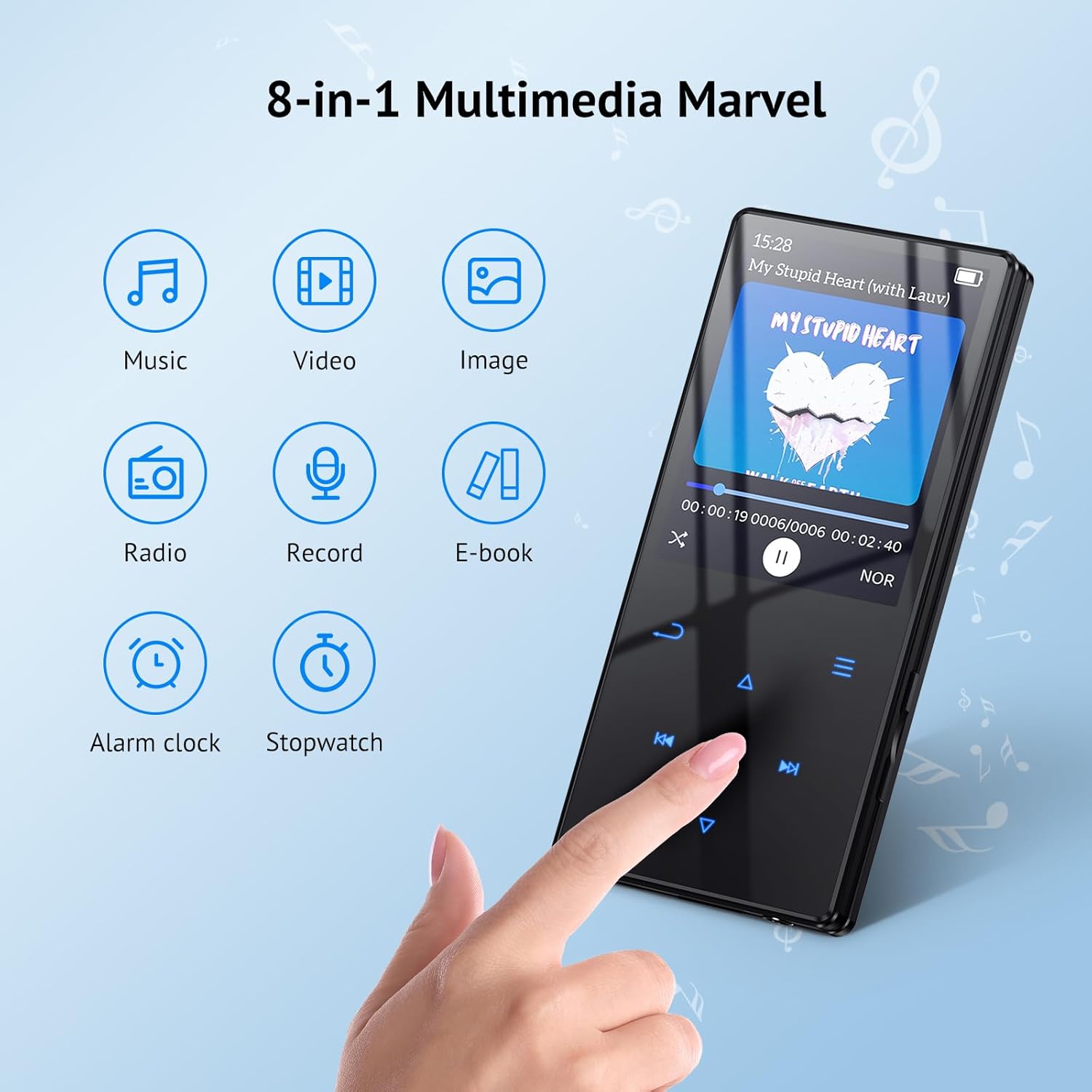 64GB Bluetooth 5.3 MP3 Player with HD Speaker and 2.4" Screen L615