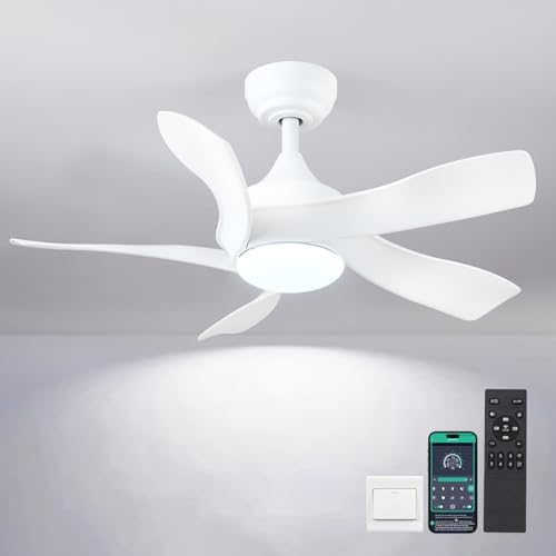 White 36 Inch Ceiling Fan with Remote Control U521774