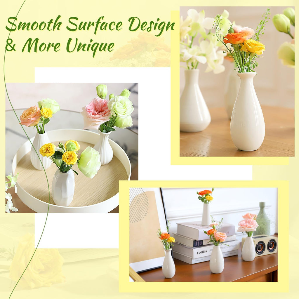 Mini Ceramic Vase Set of 10 White V673