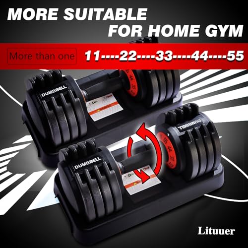 25/55 Lbs Pair Adjustable Black Grip Handle Dumbbell Set D866906