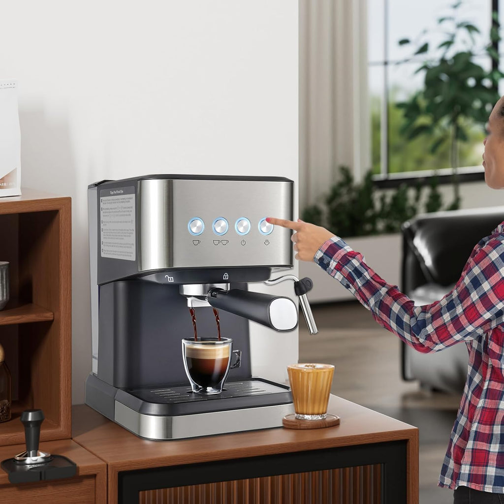 20 Bar Semi-Automatic Espresso Machine with Milk Frother Steam Wand, 50oz Removable Water Tank M956