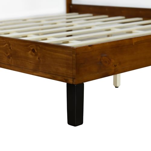 Full Size Rustic Wood Platform Bed with Tall Headboard N222945