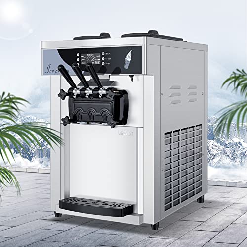 1800W 3 Flavors Soft Serve Ice Cream Machine, 25L/H Yield, Silver V25781
