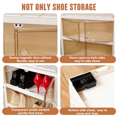 Clear Plastic 9-Tier Stackable Shoes Storage Box with Lids and Door C887029