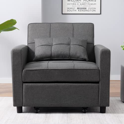 Dark Grey 3-in-1 Folding Futon Sofa Bed W7925