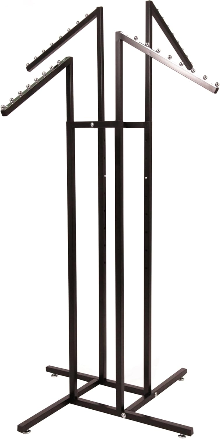 Black 4 Way Adjustable Clothing Rack with Slanted Arms Z596