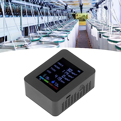 6 in 1 CO2 Meter Humidity Temperature PM2.5 TVOC HCHO Detector Black T24702