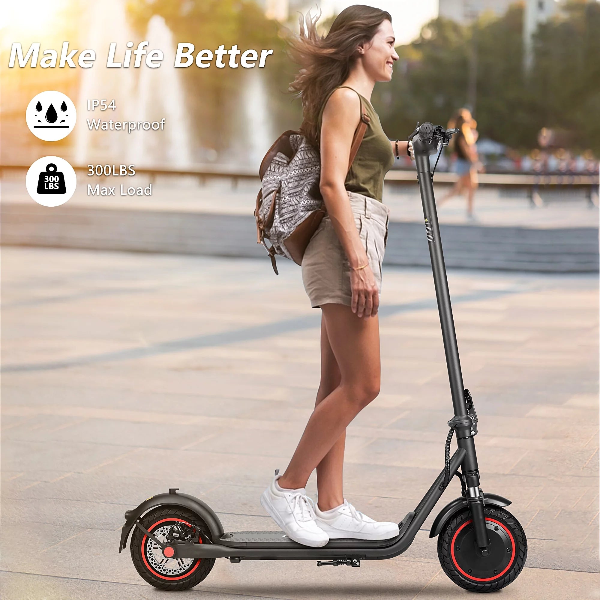 500W Motor 15 MPH 15 Miles Range 10" Solid Tires Folding Electric Scooter C862