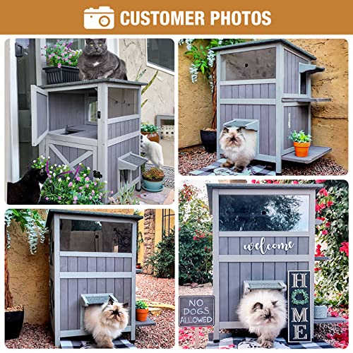 2-Story Outdoor Waterproof Cat Shelter Q471478