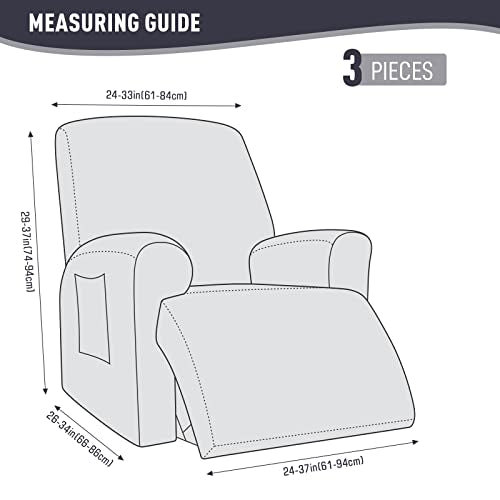 Stretch Stripe Jacquard Recliner Chair Covers (1 Seater, Misty Gray) P60295