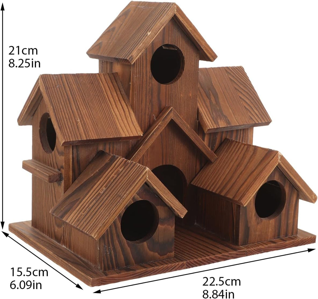 6 Hole Handmade Natural Wooden Bird House J969341