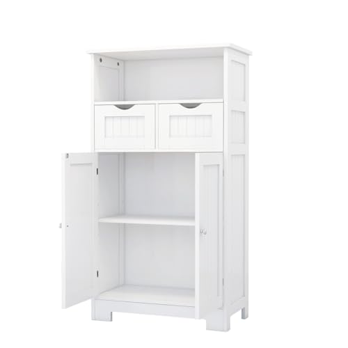 White 2 Door 1 Drawer Free-Standing Bathroom Floor Cabinet A779