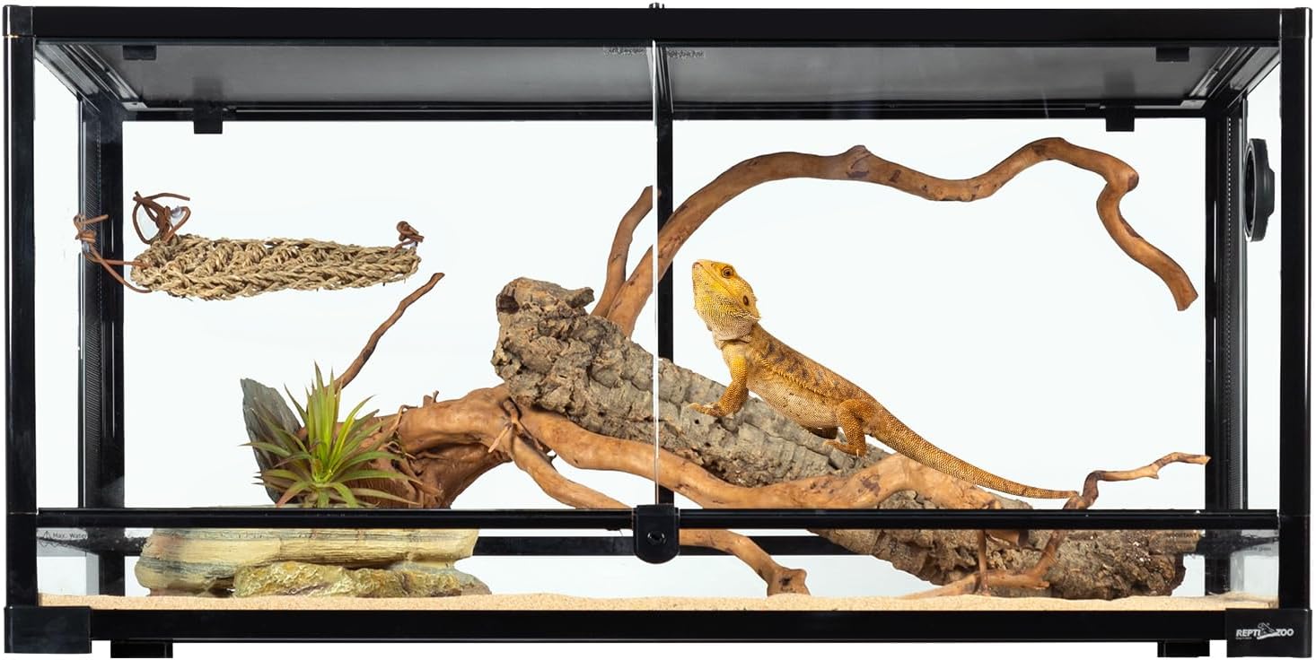50 Gallon Glass Reptile Terrarium Tank, 36" x 18" x 18" Double Hinge Door with Screen Ventilation C9347