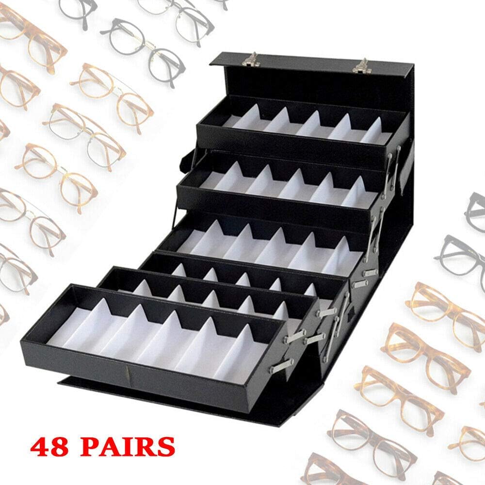 48 Slots Sunglasses Storage Case with Glass Lid O519