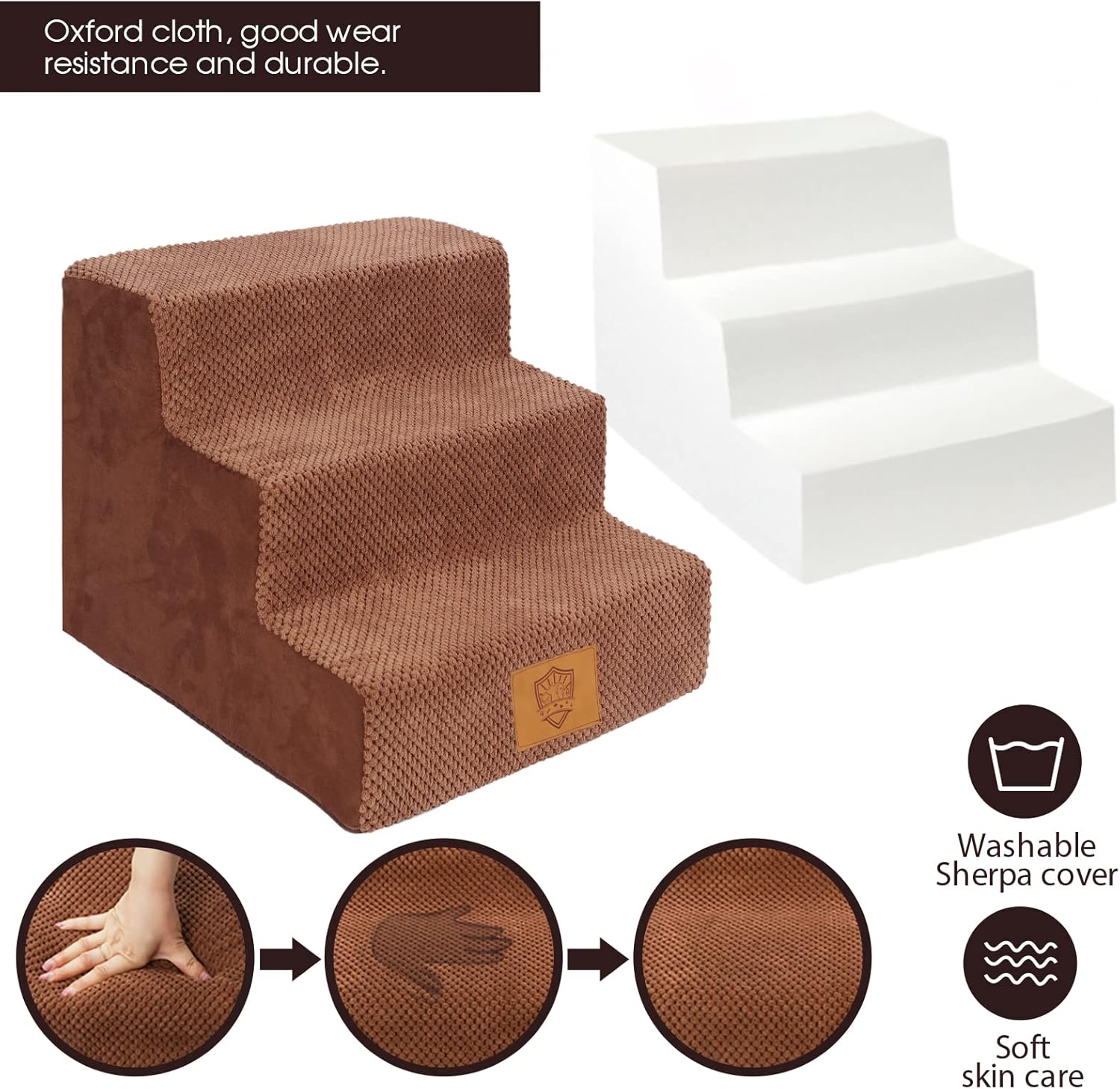 High Density Foam Pet Stairs with Anti-Slip Waterproof Cover, 11.8" H M44650