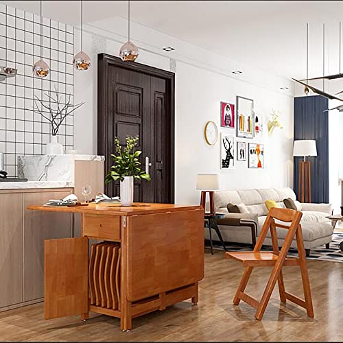 White Solid Wood Drop Leaf Dining Table with 4 Chairs W718