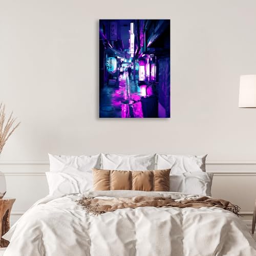 Cyberpunk Canvas Print Japanese Neon Style Poster Tokyo Anime Wall Art Picture C393