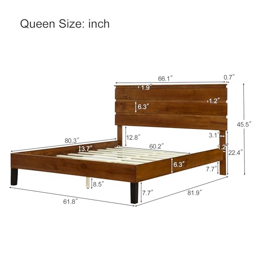 Full Size Rustic Wood Platform Bed with Tall Headboard N222945
