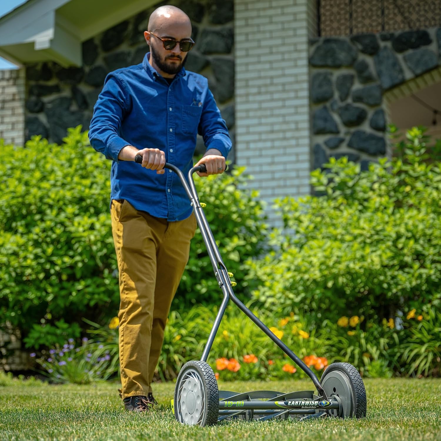 16-Inch 7-Blade Push Reel Lawn Mower and Grass Catcher Bundle X9161