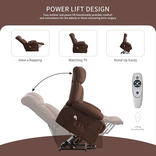Oversized Blue Fabric Electric Power Lift Recliner Chair with Massage and Heat U284555