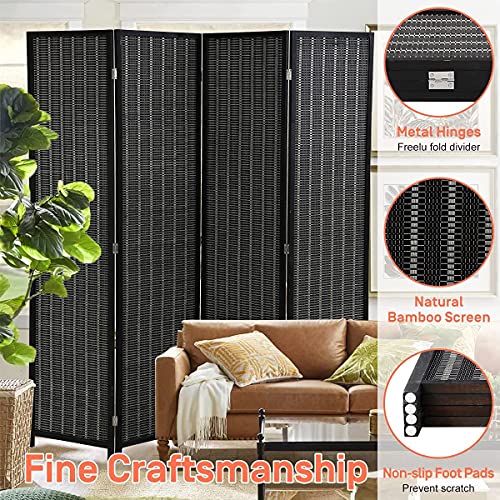 Black 6 Panel Folding Room Divider, 17.7" Wide G698629