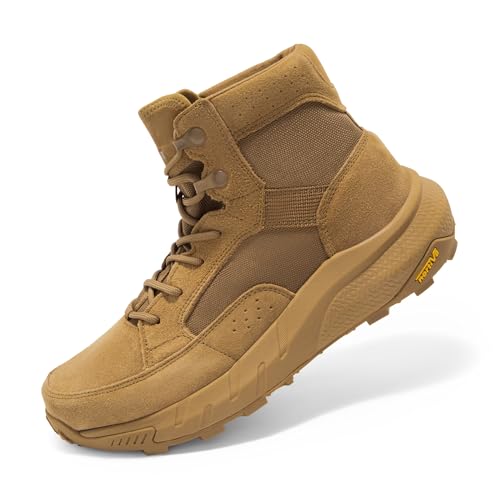 Men's Lightweight Casual Work Boots Leather Military Outdoor Hiking Motorcycle Combat Boots B61390
