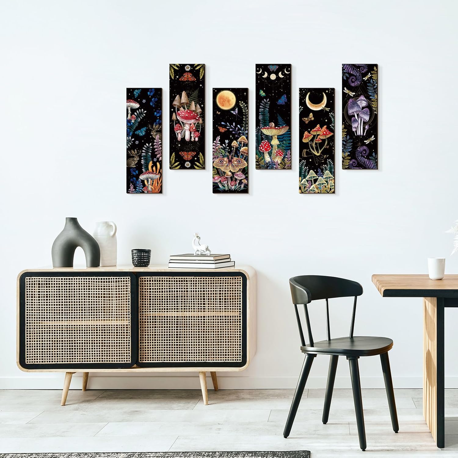 6 Pcs Mushroom Wall Decorations Wooden Wall Hanging H702169