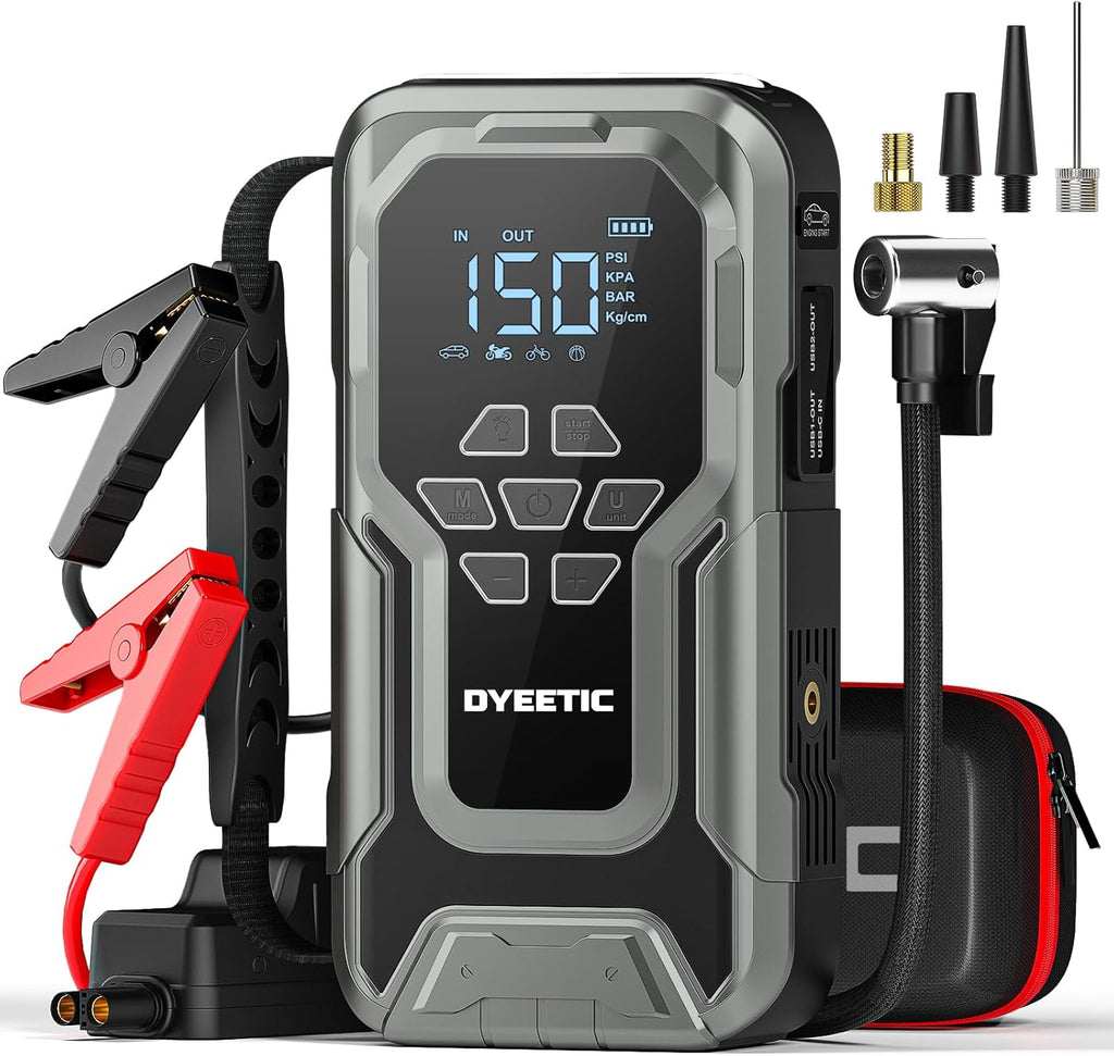 3500A 12V Lithium Battery Jump Starter with 150PSI Tire Inflator T9752