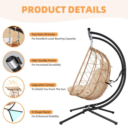 Oversized Double Egg Chair with Adjustable Canopy S12112
